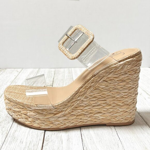 New Clear Straps Platform Wedge Heel Espadrilles Sandals - Picture 2 of 7